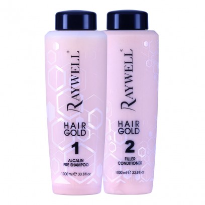 Відновлюючий набір для пошкодженого волосся Raywell Botох Hairgold шампунь та кондиціонер, 2х1000 мл